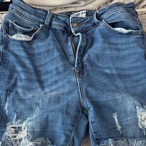 Wax Jean Blue Distressed Women Shorts